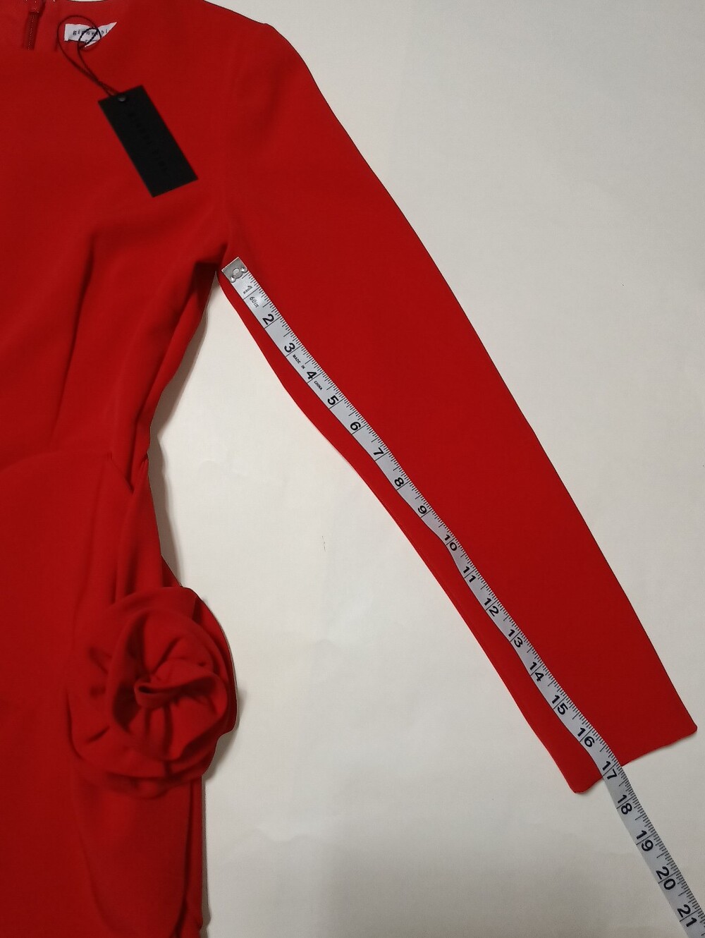 Gianni Bini Red Long-Sleeve Mini Dress with Side Rosette Detail Size 4 - Picture 9 of 16